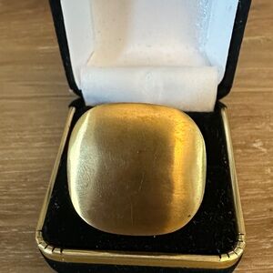 Vintage Jimmy Crystal Gold Plated Square Ring 8-8.5 Signed